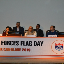 Hon'ble RM presiding over AFFD - CSR Conclave at Manekshaw Centre, Delhi Cantt on 2.12.2019.