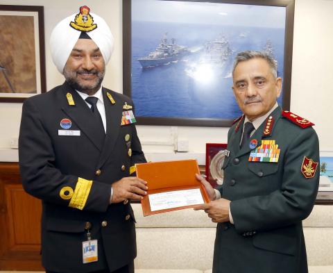 Chief of Defence Staff General Anil Chauhan making a contribution to the Armed Forces Flag Day Fund in New Delhi on December 06, 2022 ahead of Armed Forces Flag Day.